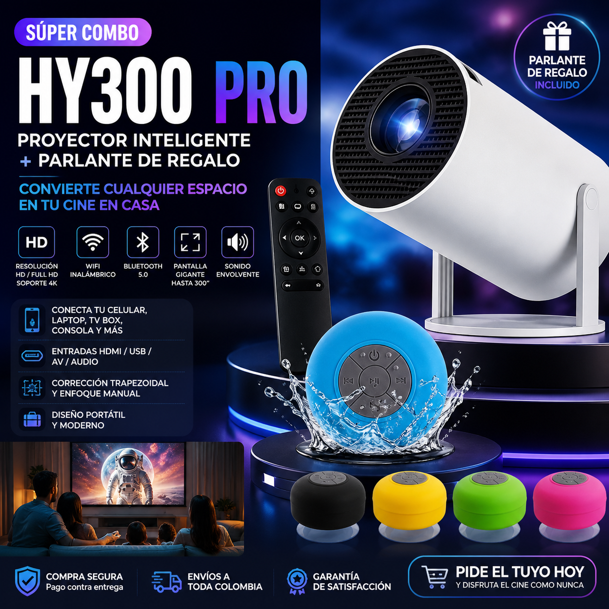 Proyector HY300 Pro + Parlante Gratis